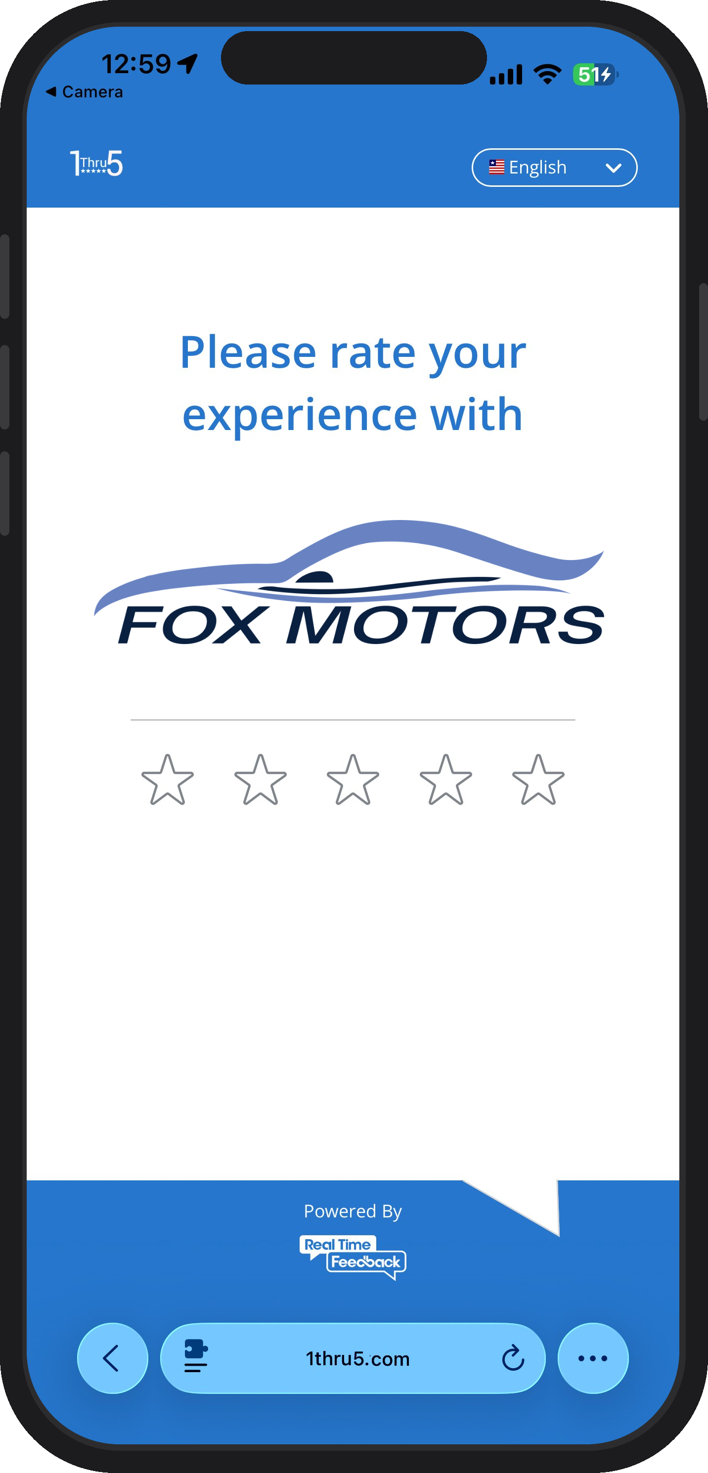 Mobile five-star rating screen