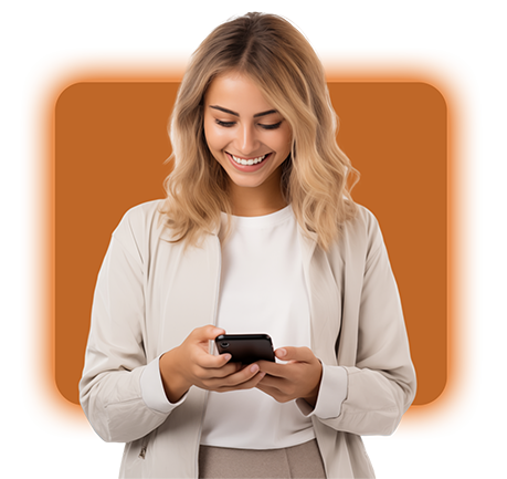 Customer using a mobile phone to provide feedback